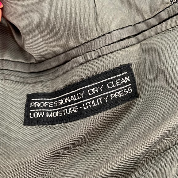 Vintage Mens Towncraft Suit Wool Blazer Cream Black 2 Button Size 42L W36 Jacket - Picture 15 of 16